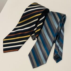 Set Italian 💯 Silk  Ties Valerio Garati Hand Made & Pronto Uomo Platinum Vtg